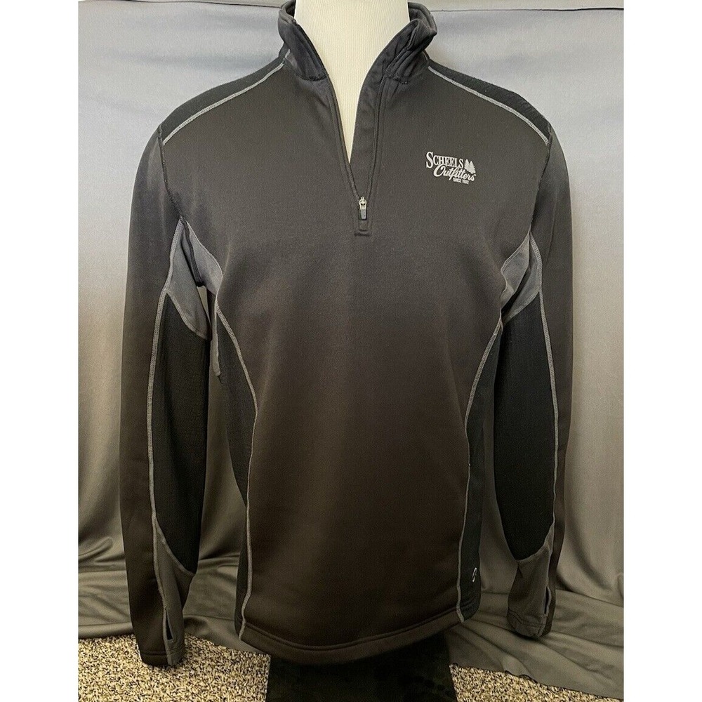 Scheels Outfitters Pullover Sweater Men's Large Black Jacket 1/4 Zip Long Sleeve